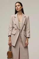 Load image into Gallery viewer, Grey Pink Notched Lapel 2 Piece Pencil Business Suits with Slit