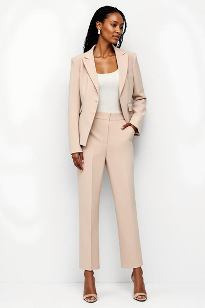 Apricot 2 Piece Peak Lapel Business Satin Suits with Pockets