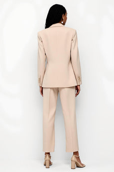 Apricot 2 Piece Peak Lapel Business Satin Suits with Pockets