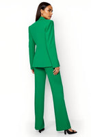 Load image into Gallery viewer, Dark Green Notched Lapel Wide Leg 2 Piece Satin Prom Suits