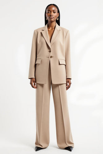 Apricot Notched Lapel 2 Piece Satin Long Sleeves Business Suits