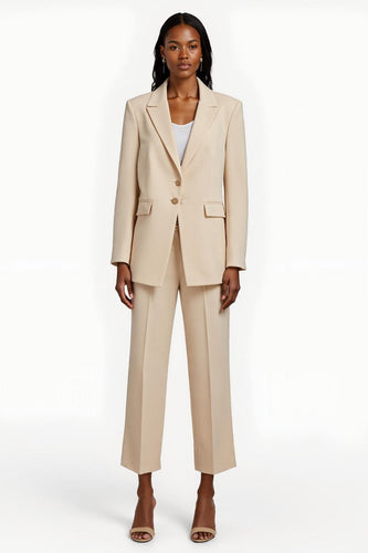 Apricot Notched Lapel 2 Piece Single Breasted Business Suits with Sleeves