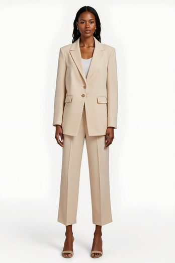 Apricot Notched Lapel 2 Piece Single Breasted Business Suits with Sleeves