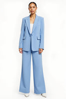 Load image into Gallery viewer, Blue Peak Lapel Satin 2 Piece One Button Business Suits with Sleeves