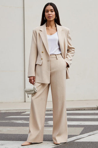 Apricot Long Sleeves Notched Lapel 2 Piece Business Suits with Pockets