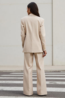 Apricot Long Sleeves Notched Lapel 2 Piece Business Suits with Pockets