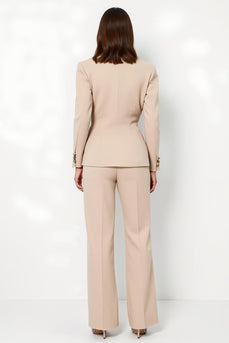 Apricot Satin Notched Lapel 2 Piece Business Suits with Sleeves