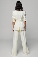 Load image into Gallery viewer, Ivory Peak Lapel 2 Piece Wide Leg Business Suits with Belt
