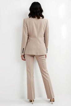Apricot Notched Lapel 2 Piece Satin Business Suits with Sleeves
