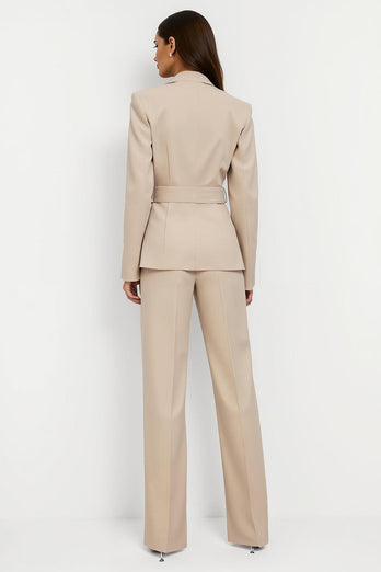 Apricot Long Sleeves 2 Piece Notched Lapel Business Suits with Belt