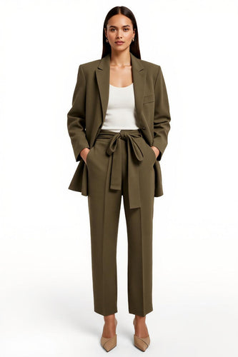 Arm Green Peak Lapel  Satin 2 Piece Business Suits with Pockets