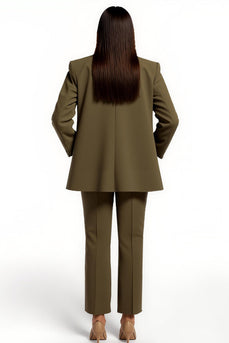 Arm Green Peak Lapel  Satin 2 Piece Business Suits with Pockets