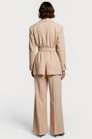 Load image into Gallery viewer, Apricot Peak Lapel Wide Leg 2 Piece Business Suits with Belt