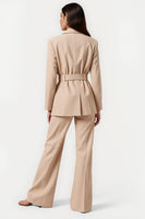 Load image into Gallery viewer, Notched Lapel 2 Piece Apricot Long Sleeves Business Suits with Belt