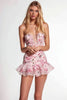 Load image into Gallery viewer, Floral Pink Lace Up Front Strapless Tight Short Homecoming Dress with Ruffles
