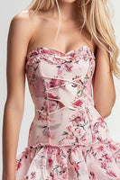 Load image into Gallery viewer, Sweetheart Pink Floral Short Tight Homecoming Dress with Ruffles