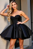 Load image into Gallery viewer, Sparkly Black A Line Satin Sweetheart Short Corset Homecoming Dress with Beading