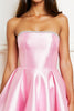 Load image into Gallery viewer, Sparkly Pink Strapless Satin Beading Homecoming Dress with Short