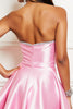 Load image into Gallery viewer, Sparkly Pink Strapless Satin Beading Homecoming Dress with Short