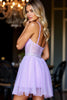 Load image into Gallery viewer, Sparkly Purple Corset Short Tulle Homecoming Dress with Beading