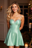 Load image into Gallery viewer, Sparkly A Line Green Short Satin Homecoming Dress with Beading