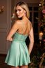 Load image into Gallery viewer, Sparkly A Line Green Short Satin Homecoming Dress with Beading