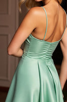 Load image into Gallery viewer, Sparkly A Line Green Short Satin Homecoming Dress with Beading