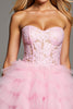 Load image into Gallery viewer, Pink Short Sweetheart Corset Ruffled Homecoming Dress with Lace