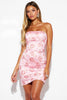 Load image into Gallery viewer, Pink Floral Strapless Short Tight Satin Homecoming Dress