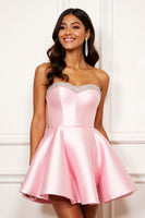 Load image into Gallery viewer, Sparkly Pink Sweetheart Beading Short Homecoming Dress with Satin