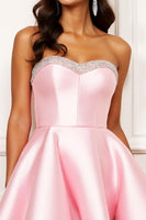 Load image into Gallery viewer, Sparkly Pink Sweetheart Beading Short Homecoming Dress with Satin