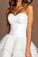 Load image into Gallery viewer, White Sweetheart Short Corset Tiered Homecoming Dress with Ruffles