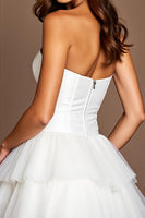 Load image into Gallery viewer, White Sweetheart Short Corset Tiered Homecoming Dress with Ruffles