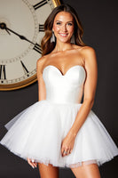 Load image into Gallery viewer, White A Line Sweetheart Short Homecoming Dress