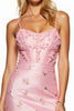 Load image into Gallery viewer, Pink Floral Short Spaghetti Straps Satin Homecoming Dress