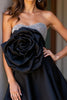 Load image into Gallery viewer, Sparkly Black Sweetheart Short Satin Homecoming Dress with 3D Flower