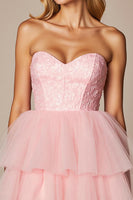 Load image into Gallery viewer, Pink Sweetheart A Line Short Tulle Homecoming Dress with Ruffles