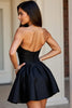 Load image into Gallery viewer, Sparkly Black Short A Line Satin Homecoming Dress with Beading