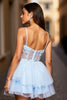 Load image into Gallery viewer, Light Blue A Line Spaghetti Straps Short Corset Homecoming Dress