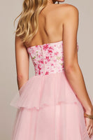 Load image into Gallery viewer, Pink Floral Sweetheart Short Tulle Homecoming Dress