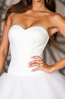 Load image into Gallery viewer, White A Line Sweetheart Short Tulle Homecoming Dress
