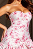 Load image into Gallery viewer, Pink Floral A Line Sweetheart Short Homecoming Dress with Ruffles
