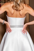 Load image into Gallery viewer, Sparkly Strapless White A Line Short Homecoming Dress with Beading
