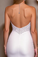 Load image into Gallery viewer, Sparkly White Short Sweetheart Satin Homecoming Dress with Beading