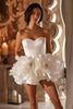 Load image into Gallery viewer, Floral White Sweetheart Short Homecoming Dress with Ruffles