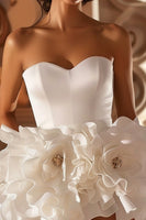 Load image into Gallery viewer, Floral White Sweetheart Short Homecoming Dress with Ruffles