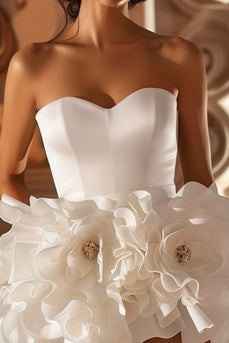 Floral White Sweetheart Short Homecoming Dress with Ruffles