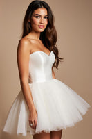 Load image into Gallery viewer, White A Line Sweetheart Short Tulle Homecoming Dress