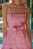 Load image into Gallery viewer, Sparkly Pink Plaid Tweed Cami Short Homecoming Dress with Rhinestone