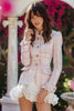Load image into Gallery viewer, Light Pink Tweed Plaid Tight Homecoming Outfits with Ruffles